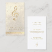 フェイク金ゴールドフォイル三重クレフ、 音符記号音楽先生 名刺 (正面/裏面)