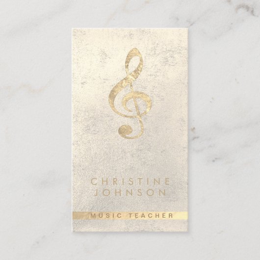 フェイク金ゴールドフォイル三重クレフ、 音符記号音楽先生 名刺 (正面)