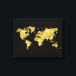 フェイク金ゴールドフォイル世界地図ラグジュアリーギフト キャンバスプリント<br><div class="desc">黒い背景にフェイク金ゴールドフォイルのテクスチャーを持つ世界の地芸術的図、新しい住宅所有者のための豪華な贈り物、地球旅行者、旅行ブロガー、wanderlust... </div>
