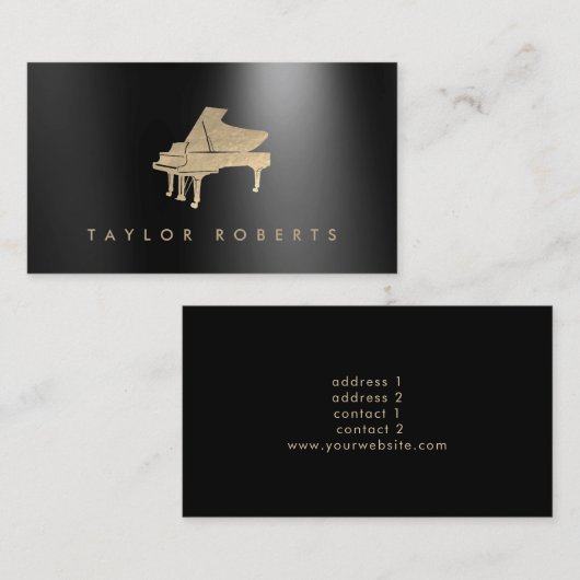 フェイク金ゴールドフォイル効果ピアノビジネスカード 名刺 (正面/裏面)