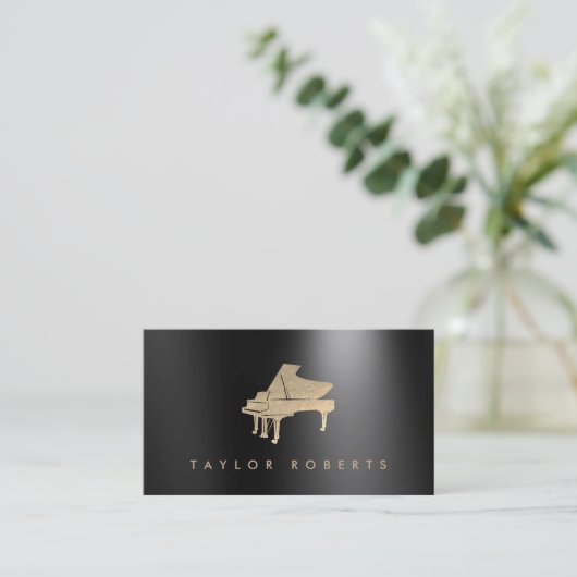 フェイク金ゴールドフォイル効果ピアノビジネスカード 名刺 (スタンド正面)
