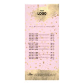 フェイク金ゴールドフォイル星美しいサロン価格表 ラックカード (正面)