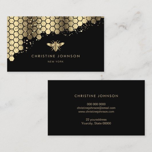 フェイク金ゴールドフォイル蜂の黒 名刺 (正面/裏面)
