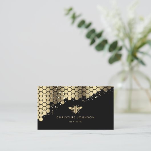 フェイク金ゴールドフォイル蜂の黒 名刺 (スタンド正面)