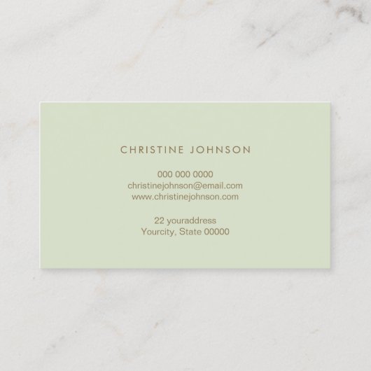 フェイク金ゴールドフォイルbeeのセージの緑 名刺 (裏面)