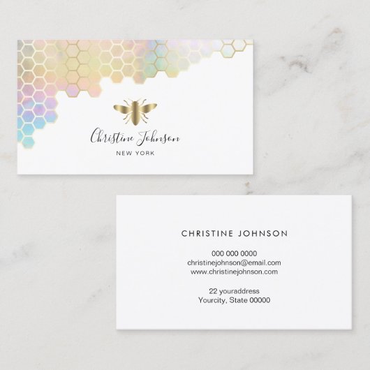 フェイク金ゴールドフォイルbeeロゴ 名刺 (正面/裏面)