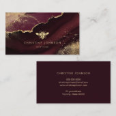 フェイク金ゴールドフォイルbee on burgundyデザイン 名刺 (正面/裏面)