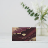 フェイク金ゴールドフォイルbee on burgundyデザイン 名刺 (スタンド正面)