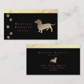 フェイク金ゴールドフォイルdachshandドッグシルエット 名刺 (正面/裏面)