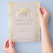 フェイク金ゴールドフォイルlotusロゴ美しいサロン チラシ (手)