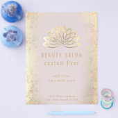 フェイク金ゴールドフォイルlotusロゴ美しいサロン チラシ (シングル)