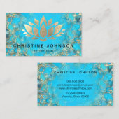 フェイク金ゴールドフォイルlotusロゴunターコイズテクスチャ 名刺 (正面/裏面)