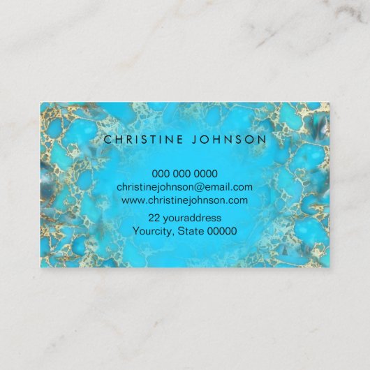 フェイク金ゴールドフォイルlotusロゴunターコイズテクスチャ 名刺 (裏面)