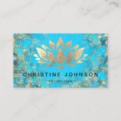 フェイク金ゴールドフォイルlotusロゴunターコイズテクスチャ 名刺 (正面)