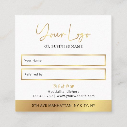 フェイク金ゴールドフレンド割引のビジネスロゴを参照 紹介カード (裏面)