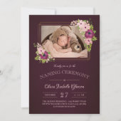 フェイク金ゴールドフレーム赤面ブルゴーニュ命名式 招待状 (正面)