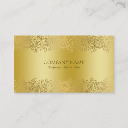 フェイク金ゴールドフローラペイズリーレース 名刺 (正面)