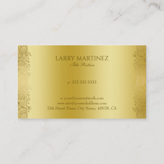 フェイク金ゴールドフローラペイズリーレース 名刺 (裏面)