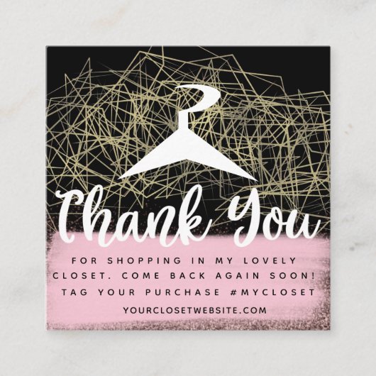 フェイク金ゴールドブティックオンラインクローゼット衣料ビジネス スクエア名刺 (正面)