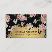 フェイク金ゴールドブラシクラシックヴィンテージ花 名刺 (正面)