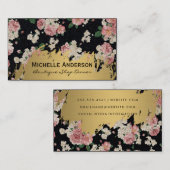 フェイク金ゴールドブラシクラシックヴィンテージ花 名刺 (正面/裏面)