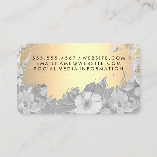 フェイク金ゴールドブラシクラシック付きモノグラム花模様 名刺 (裏面)