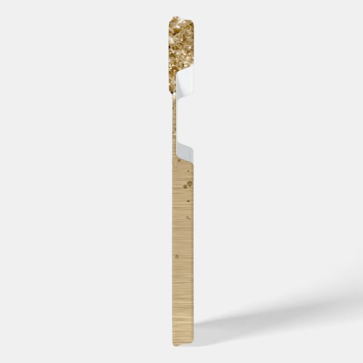 フェイク金ゴールドブラシ仕上げ金属グリッターモノグラム名 iPhoneケース (左側面)