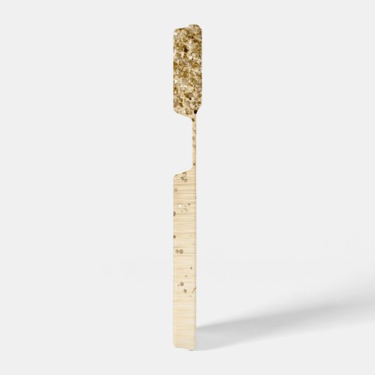 フェイク金ゴールドブラシ仕上げ金属グリッターモノグラム名 iPhoneケース (右側面)