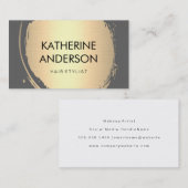 フェイク金ゴールドブラシ付きグレー背景 名刺 (正面/裏面)