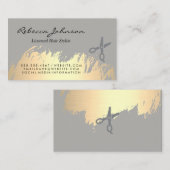 フェイク金ゴールドブラシ付きサロンカット 名刺 (正面/裏面)