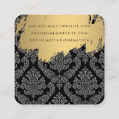 フェイク金ゴールドブラシ付きダマスクパターン スクエア名刺 (裏面)