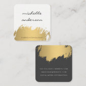 フェイク金ゴールドブラシ付きホワイトグレー スクエア名刺 (正面/裏面)