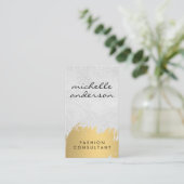 フェイク金ゴールドブラシ付きホワイトグレー | ファッショニスタ 名刺 (スタンド正面)