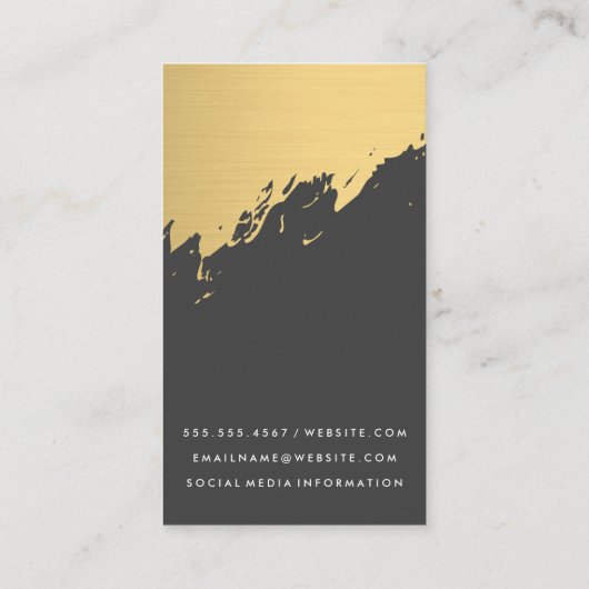 フェイク金ゴールドブラシ付きホワイトグレー 名刺 (裏面)