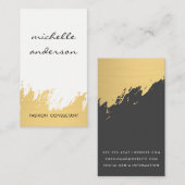 フェイク金ゴールドブラシ付きホワイトグレー 名刺 (正面/裏面)