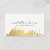 フェイク金ゴールドブラシ付きホワイトグレー 名刺 (正面)