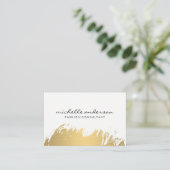 フェイク金ゴールドブラシ付きホワイトグレー 名刺 (スタンド正面)