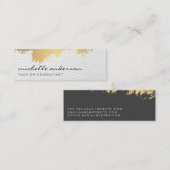 フェイク金ゴールドブラシ付きホワイトグレー/紙テクスチャ スキニー名刺 (正面/裏面)