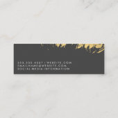 フェイク金ゴールドブラシ付きホワイトグレー/紙テクスチャ スキニー名刺 (裏面)