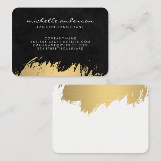 フェイク金ゴールドブラシ/黒ルクス 名刺 (正面/裏面)