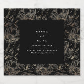 フェイク金ゴールドブラックエレガントフローラ結婚のギフトジン リキュールボトルラベル (シングルラベル)