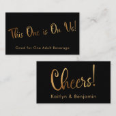 フェイク金ゴールドブラックカジュアルドリンクチケット挿入カード エンクロージャーカード (正面/裏面)