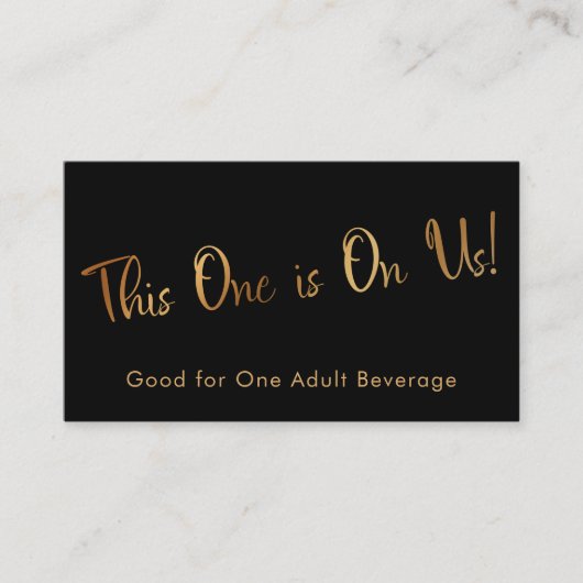フェイク金ゴールドブラックカジュアルドリンクチケット挿入カード エンクロージャーカード (正面)