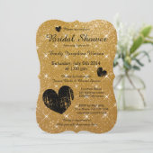 フェイク金ゴールドブラックグリッターブライダルシャワー招待状 招待状 (スタンド正面)