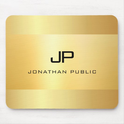 フェイク金ゴールドブラックモダンモノグエレガントラムテンプレート マウスパッド (正面)