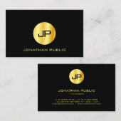 フェイク金ゴールドブラックモダンモノグラムエレガントテンプレート 名刺 (正面/裏面)