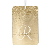 フェイク金ゴールドブラッシュド金属グリッタープリントモノグラムナム カーエアーフレッシュナー (裏面)