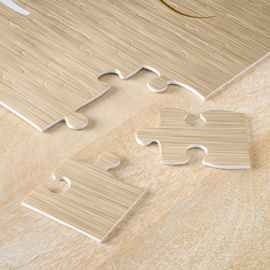 フェイク金ゴールドブラッシュド金属グリッタープリントモノグラムナム ジグソーパズル (側面)