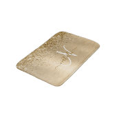 フェイク金ゴールドブラッシュド金属グリッタープリントモノグラムナム バスマット (アングル)