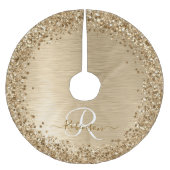 フェイク金ゴールドブラッシュド金属グリッタープリントモノグラムナム ブラッシュドポリエステルツリースカート (正面)